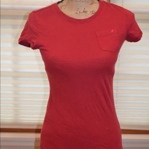 American Eagle Red Short Sleeve Shirt with Pocket